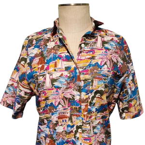 Vintage‎ A. Smile Women's Medium Tropical Print Short Sleeve Button Front Shirt